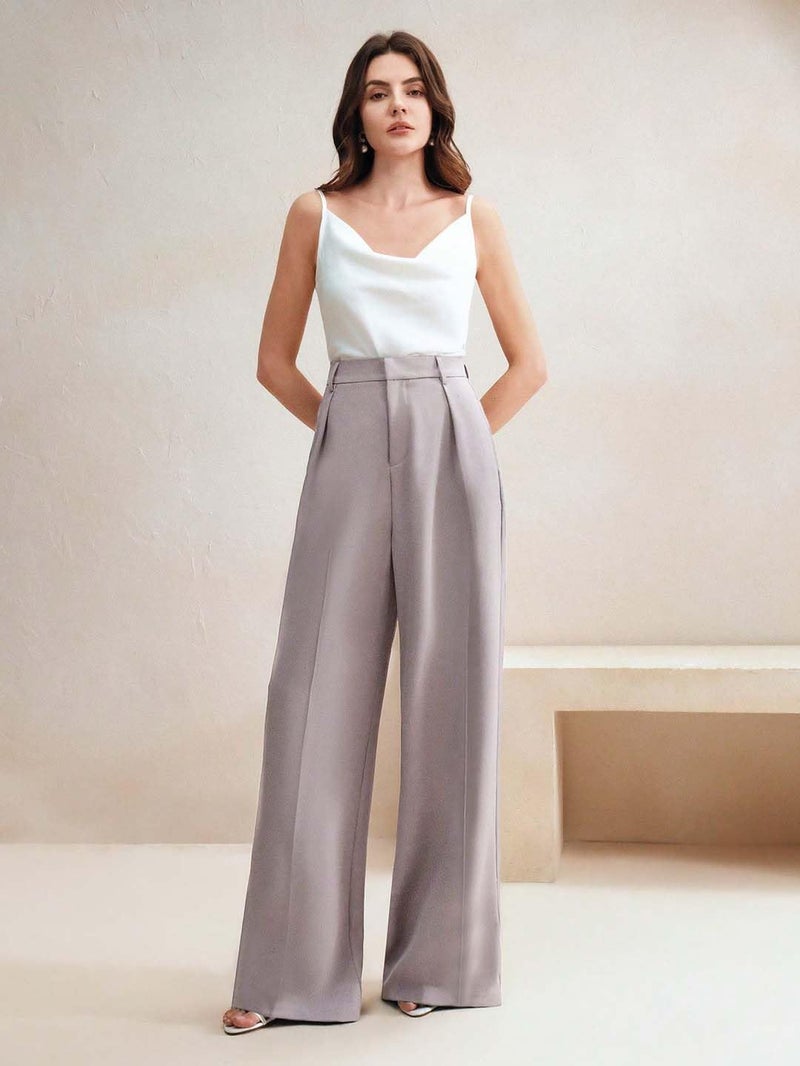 KOTTY Women's TR Fabric Dust Pink Wide Leg Trousers(Pink,32)_KTTWOMENSPANT855XL - Image 2