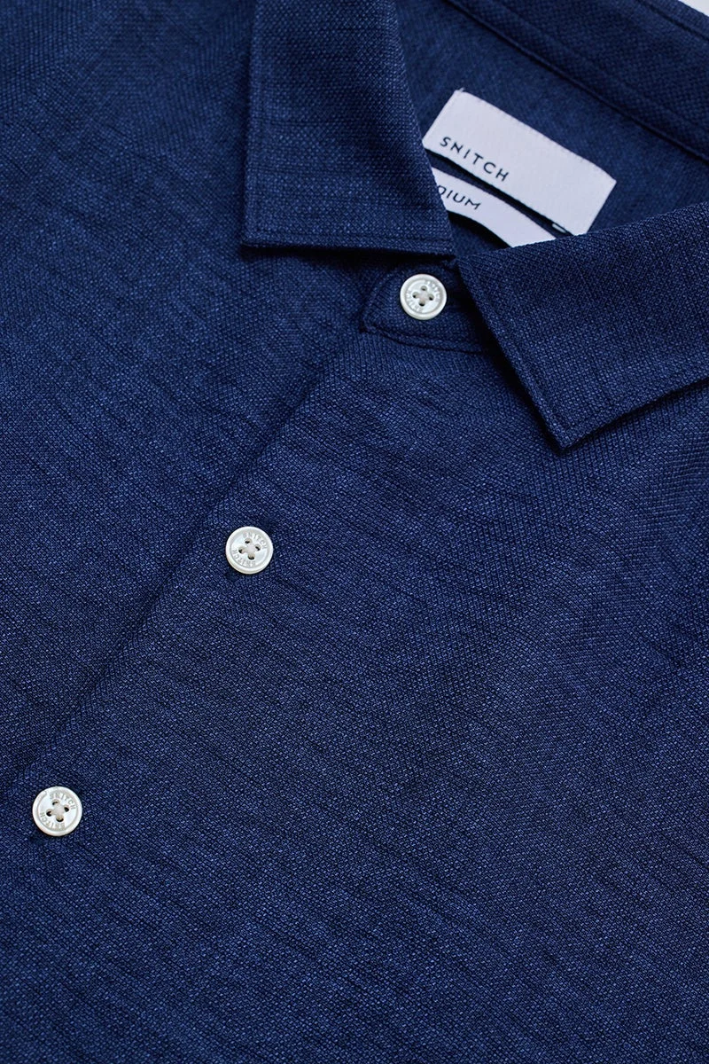 SNITCH Navy Textured Shirt