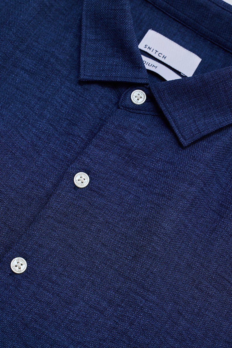 SNITCH Navy Textured Shirt - Image 2