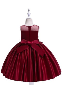 Best Gift Fashion Floral Midi Party Dress for Girls Red Color  - Image 3