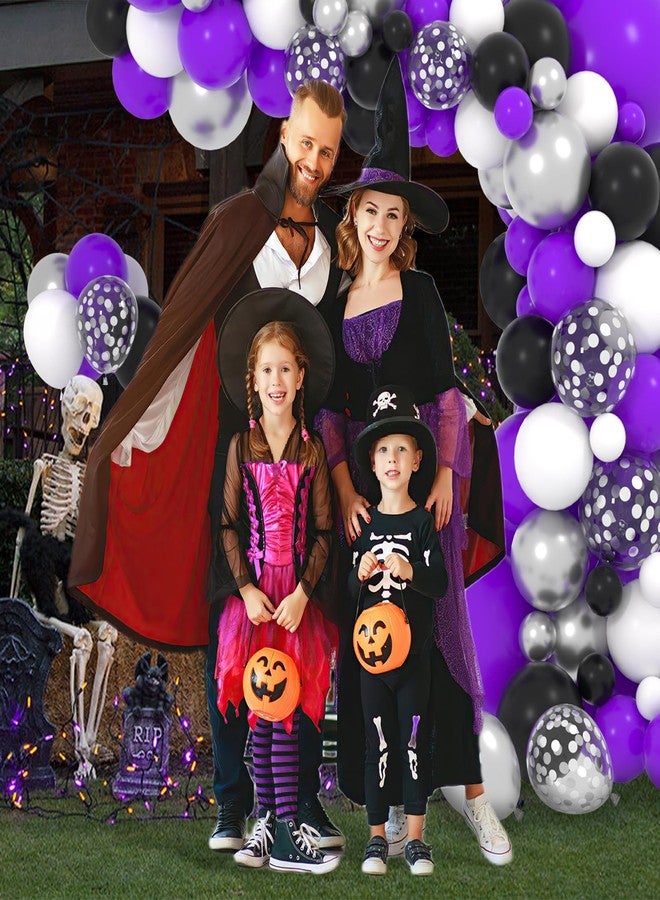 Cunnikku Purple Black Balloon Arch Garland Kit, 127PCS Purple Black White Balloons Metallic Silver Confetti Balloons for Birthday Wedding Engagement Anniversary Graduation Retirement Party Decorations - Image 5