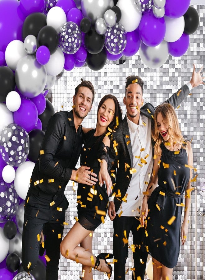 Cunnikku Purple Black Balloon Arch Garland Kit, 127PCS Purple Black White Balloons Metallic Silver Confetti Balloons for Birthday Wedding Engagement Anniversary Graduation Retirement Party Decorations - Image 2