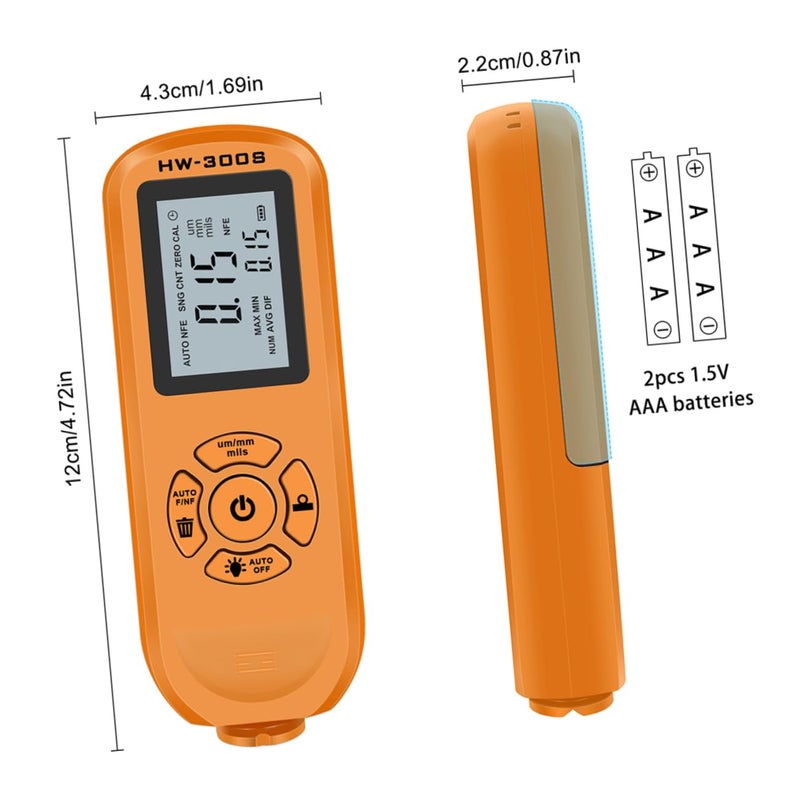 مقياس سمك الطلاء الرقمي المحمول، مقياس طلاء السيارات، أداة قياس فعالة - Image 3
