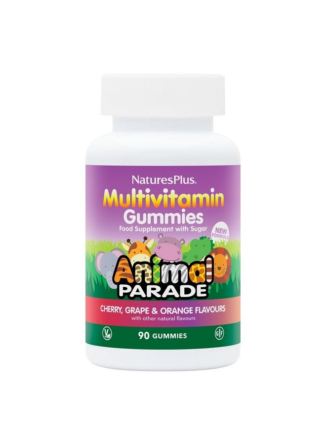 Natures Plus Animal Parade Multivitamin Children's Gummies - 90 Count - Assorted Cherry, Grape & Orange Flavors - Supports Immune System - Vegetarian, Gluten Free - 30 Servings - Image 1