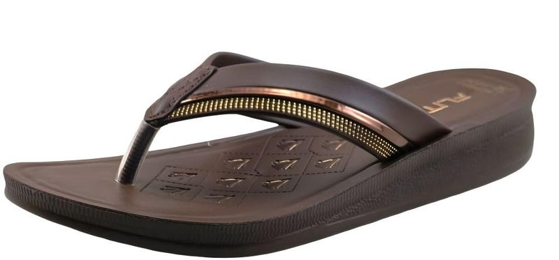 FLITE PUL-204 Women's PU Slippers | Outdoor Comfortable Flip-Flops for Women & Girls | Anti-Slip Durable Thong Sandals for Ladiers (Brown, UK Footwear Size System, Adult, Women, Numeric, Medium, 6) - Image 2