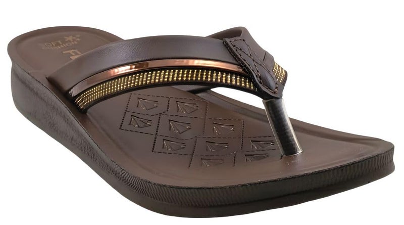 FLITE PUL-204 Women's PU Slippers | Outdoor Comfortable Flip-Flops for Women & Girls | Anti-Slip Durable Thong Sandals for Ladiers (Brown, UK Footwear Size System, Adult, Women, Numeric, Medium, 6) - Image 1