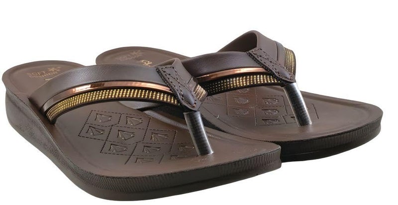FLITE PUL-204 Women's PU Slippers | Outdoor Comfortable Flip-Flops for Women & Girls | Anti-Slip Durable Thong Sandals for Ladiers (Brown, UK Footwear Size System, Adult, Women, Numeric, Medium, 6) - Image 3