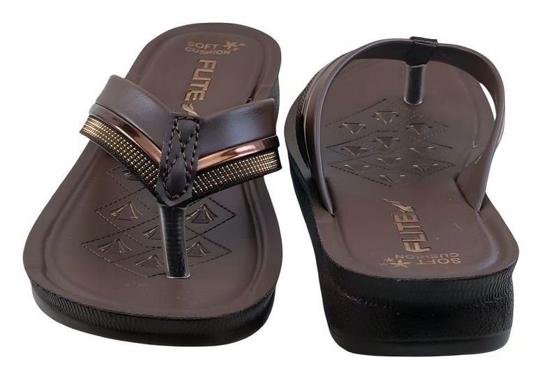 FLITE PUL-204 Women's PU Slippers | Outdoor Comfortable Flip-Flops for Women & Girls | Anti-Slip Durable Thong Sandals for Ladiers (Brown, UK Footwear Size System, Adult, Women, Numeric, Medium, 6) - Image 4