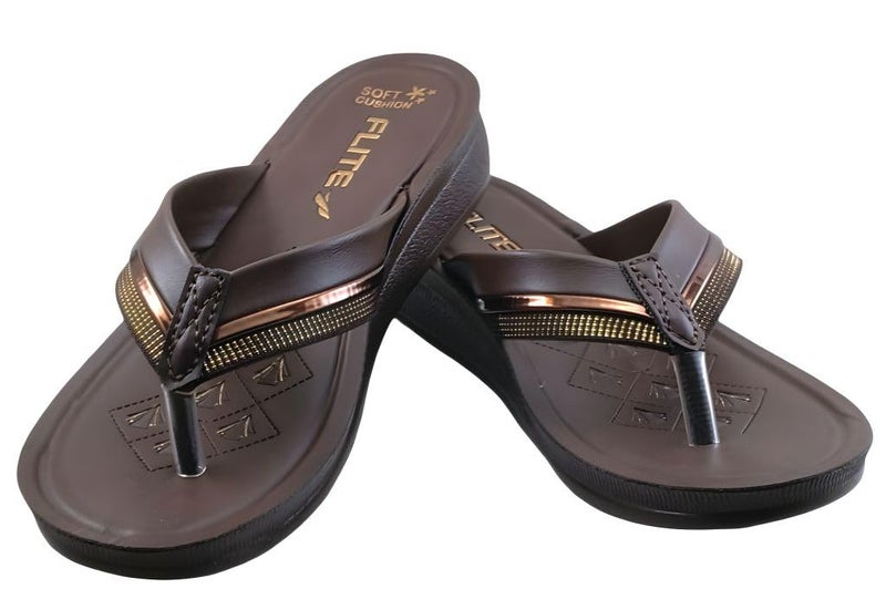 FLITE PUL-204 Women's PU Slippers | Outdoor Comfortable Flip-Flops for Women & Girls | Anti-Slip Durable Thong Sandals for Ladiers (Brown, UK Footwear Size System, Adult, Women, Numeric, Medium, 6) - Image 5