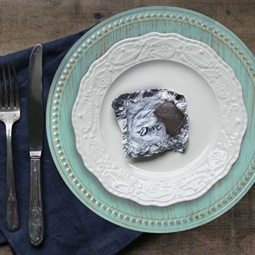Kazozobi 13" Vintage Charger Plates, Turquoise Beaded Chargers for Dinner Plates Set of 6, Reusable Decorative Charger Plate Set Bulk Wedding, Suitable for Easter, Anniversaries, Valentine's Day, Baby Shower - Image 3