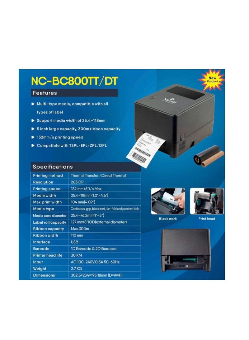 Nigachi طابعات الباركود - NC - طابعة باركود BC800 - Image 2