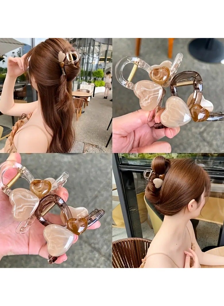 Goolsky 2 قطع مشابك شعر على شكل قلب للبنات العصرية، مشبك سمكة القرش القذالي لعيد الميلاد هدايا ملحقات الحفلات - Image 3
