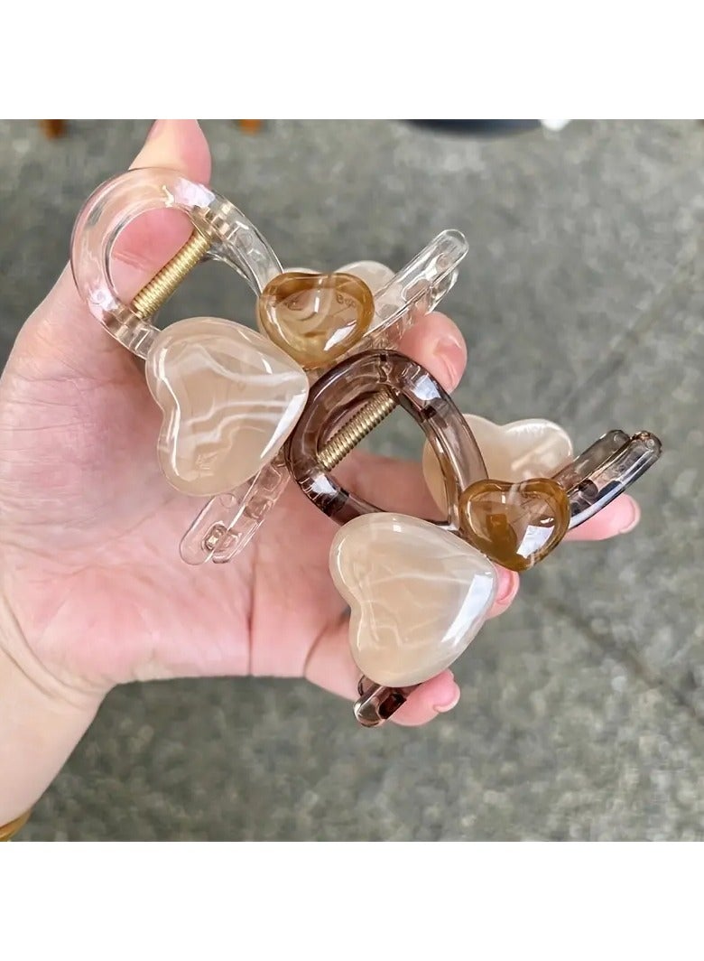 Goolsky 2 قطع مشابك شعر على شكل قلب للبنات العصرية، مشبك سمكة القرش القذالي لعيد الميلاد هدايا ملحقات الحفلات - Image 4