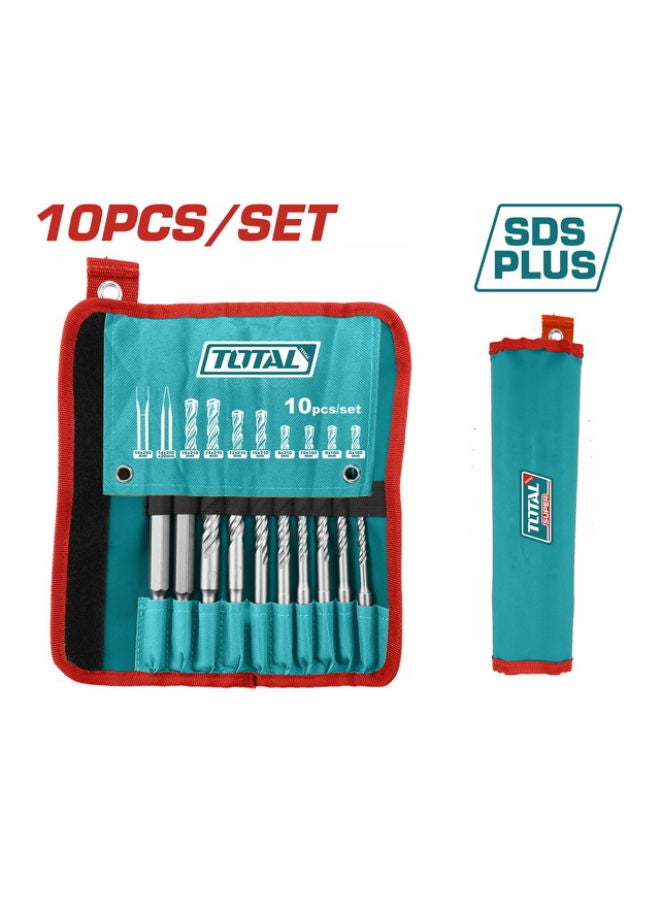 TOTAL 10 Pcs Hammer Drill Bits and Chisels Set,SDS-TACSD19101