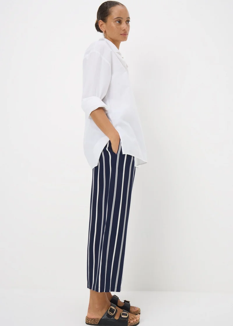 Matalan Navy Stripe Cropped Trousers