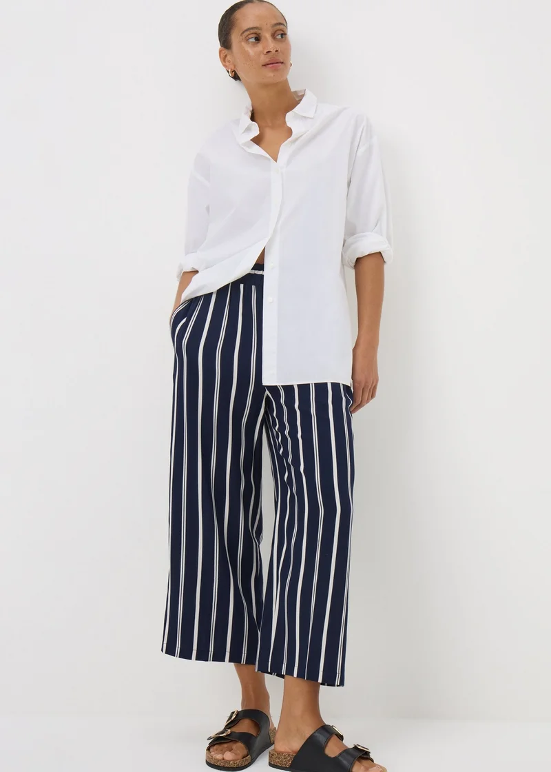 Matalan Navy Stripe Cropped Trousers