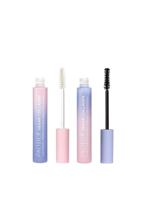Beauty Vegan Collagen Lash Serum And Primer & Fluffy Lash Mascara Duo Set, Makeup, Black Mascara, Volumizing, Lengthening, Conditioning, Vitamin B & E, Eyelash Serum, Eye Makeup (Set Of 2)