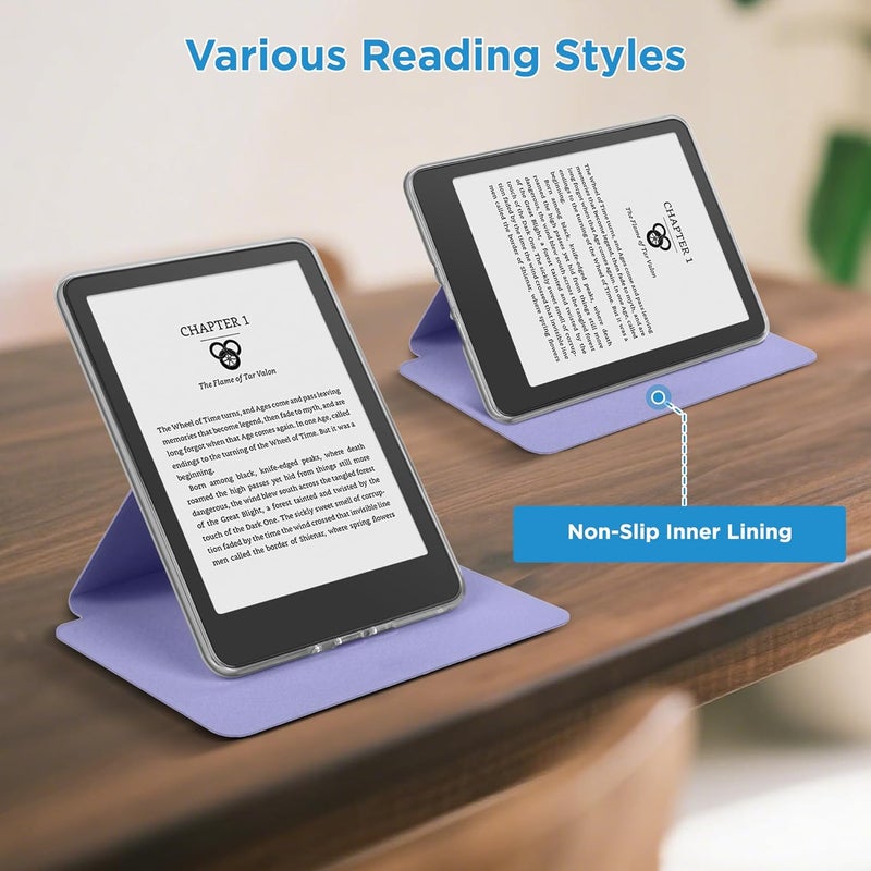 Vane Oak Magnetic Detachable 2-in-1 Stand Case for 7'' Kindle Paperwhite 12th Gen 2024 and Kindle Colorsoft Signature Edition, Slim PU Shell Cover Case with Auto Wake/Sleep, Light Purple - Image 4