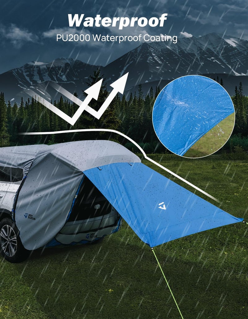 JOYTUTUS SUV Tailgate Tent with Awning Shade, Car Roof Canopy and Poles, Water Resistant Camping Tent, Outdoor Travel Preferred, Universal Fit Most SUV- Green - Image 5