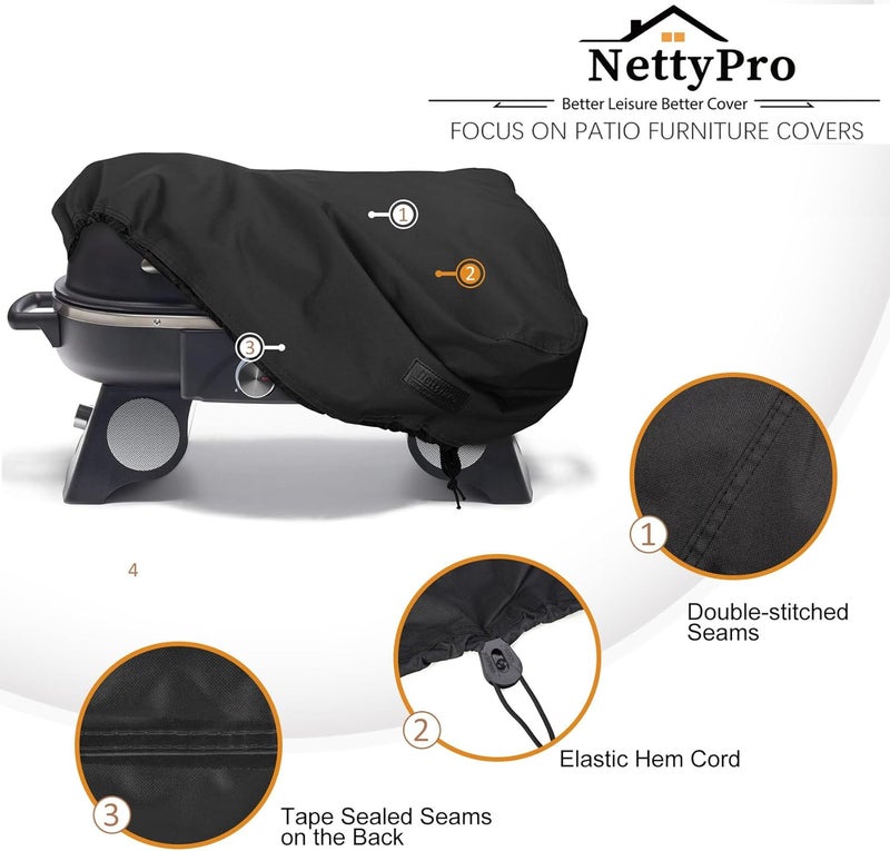 NettyPro غطاء لمقلاة لمقلاة طاولة بقطر 22 أو 17 بوصة، مقاوم للماء ومناسب للاستخدام في الهواء الطلق، أبعاده 22 بوصة في العرض × 17 بوصة في العمق، لونه أسود. - Image 4