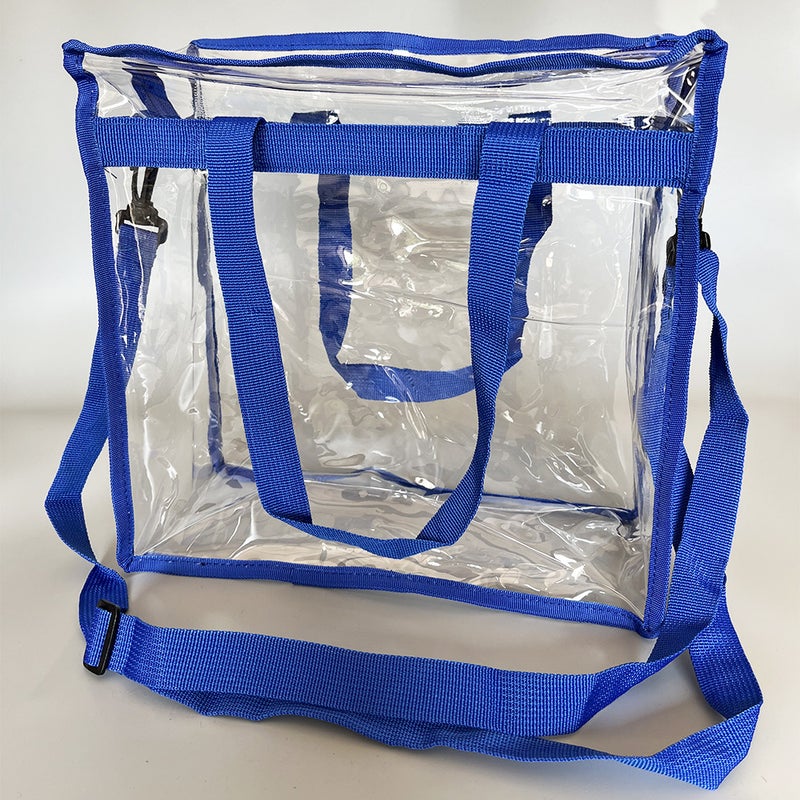 Transparent PVC Tote Bag for Shopping Beach Travel Royal Blue 