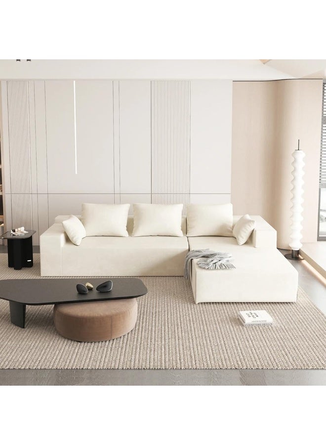 Generic Elegant 4-Seat L-Shape Sofa Set Complete with Pillows for a Stylish Living Room (Left, Off-White)  - Image 1