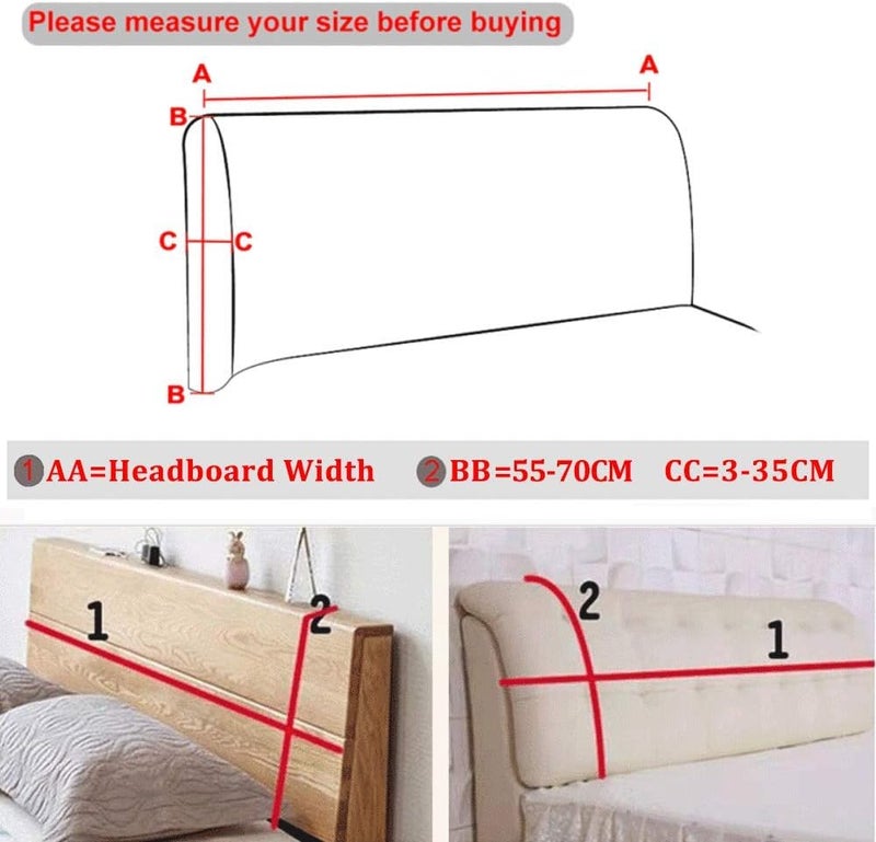 Bed Headboard Crystal Velvet Protector Slip Stretch Solid Color Bed Head Backrest Dustproof Decoration Washable Thicken All-Inclusive Bedside Blue1-220cm (Blue2 120cm) - Image 4