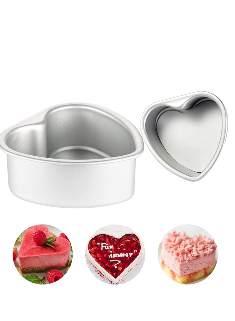 Barakah Aluminum Heart Shaped Cake Set for Day and Home 4 and 6 Inch of 2 DIY Baking Mold Tool - Image 1