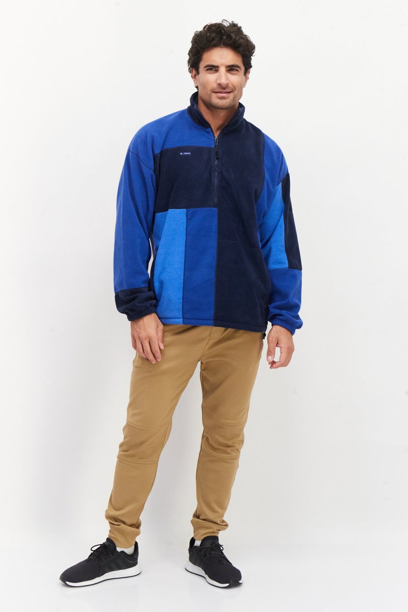 Fourlaps سويت شيرت رجالي بأكمام طويلة وياقة عالية بنصف سحاب، أزرق داكن - Image 3