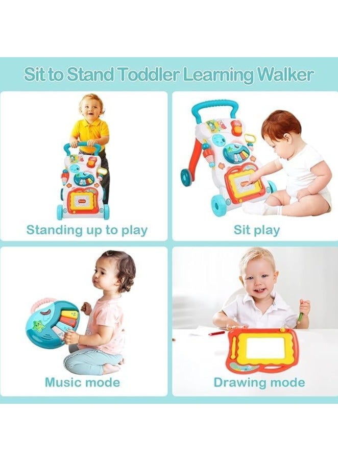 بونكا مشاية أطفال 3 في 1 من بونكا مع لوحة رسم للفتيات والفتيان الصغار، طاولة أنشطة الجلوس والتعلم مشاية الأطفال، مشاية دفع للتعلم المبكر لحديثي الولادة، ألعاب واقفة للأطفال من سن 12 إلى 36 شهرًا - Image 5