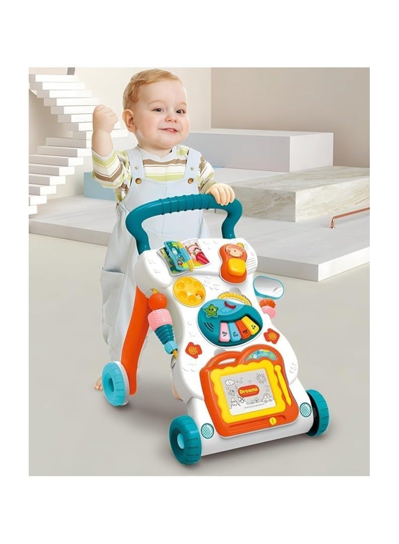 بونكا مشاية أطفال 3 في 1 من بونكا مع لوحة رسم للفتيات والفتيان الصغار، طاولة أنشطة الجلوس والتعلم مشاية الأطفال، مشاية دفع للتعلم المبكر لحديثي الولادة، ألعاب واقفة للأطفال من سن 12 إلى 36 شهرًا - Image 1