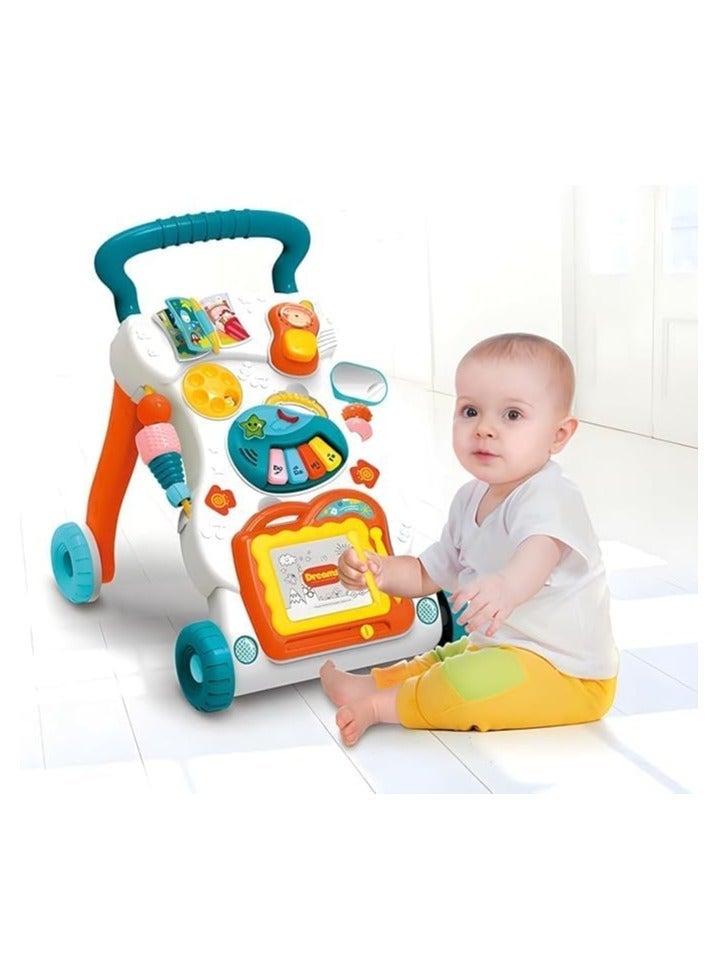 بونكا مشاية أطفال 3 في 1 من بونكا مع لوحة رسم للفتيات والفتيان الصغار، طاولة أنشطة الجلوس والتعلم مشاية الأطفال، مشاية دفع للتعلم المبكر لحديثي الولادة، ألعاب واقفة للأطفال من سن 12 إلى 36 شهرًا - Image 2