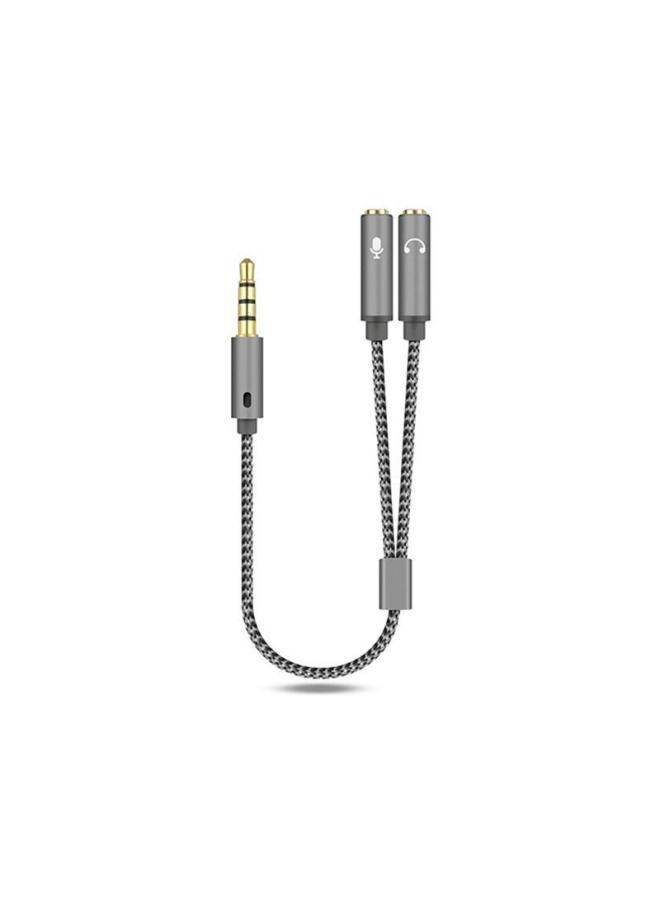 Laptop Headset 3.5mm 2-in -1 Adapter Mobile Phone Adapter 1-2 Audio Line Manufacturer-Color:25cm One Male And Two Female Wheat Black Bag  - Image 2