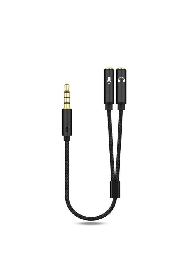 Laptop Headset 3.5mm 2-in -1 Adapter Mobile Phone Adapter 1-2 Audio Line Manufacturer-Color:25cm One Male And Two Female Wheat Black Bag  - Image 4