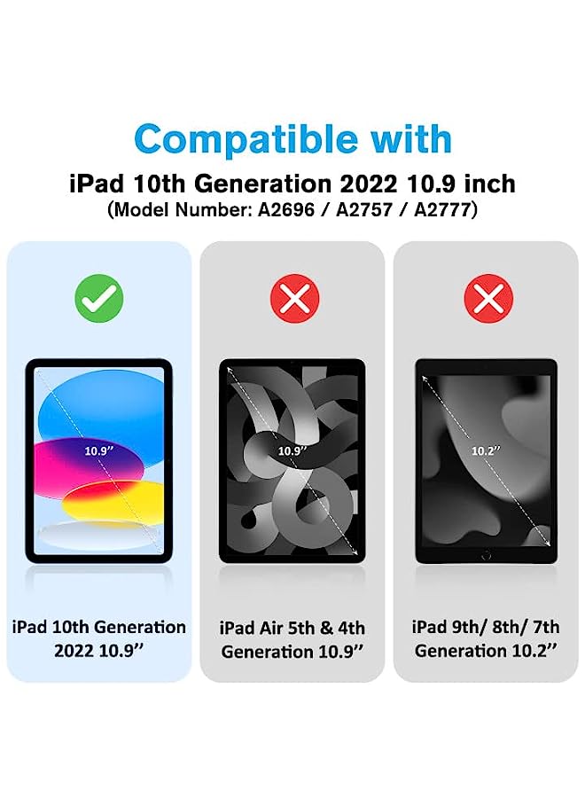 Procases For Ipad 10Th Generation 10.9 Inch Case 2022 With Pencil Holder, 360 Rotatable Rugged Heavy Duty Shockproof Cover Case With Kickstand Hand Strap For Ipad 10 -Black - Image 2