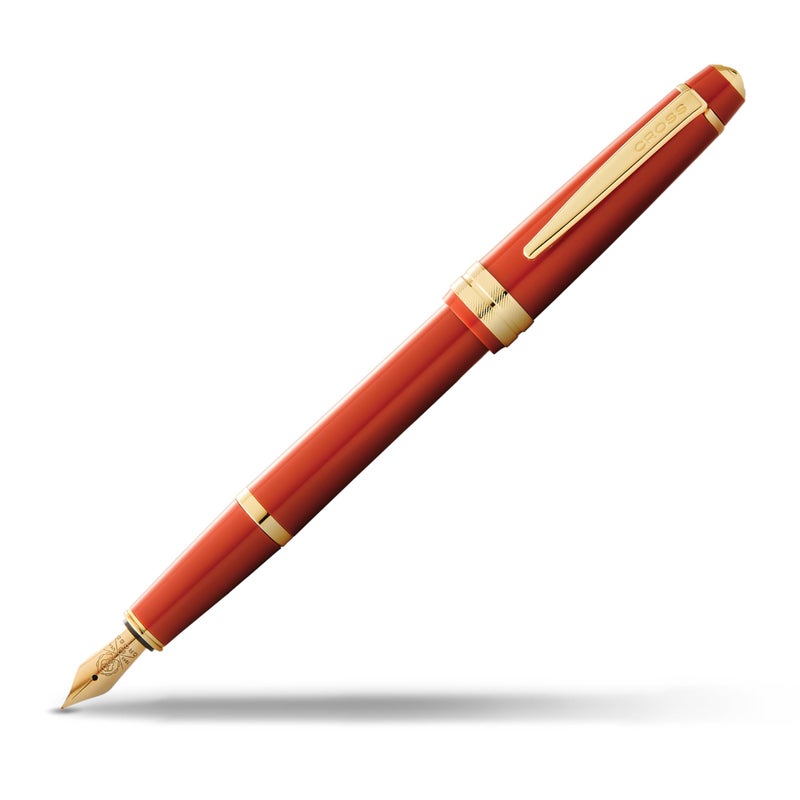 Cross Bailey Light Polished Amber Resin and Gold Tone Medium Nib Fountain Pen - Image 1