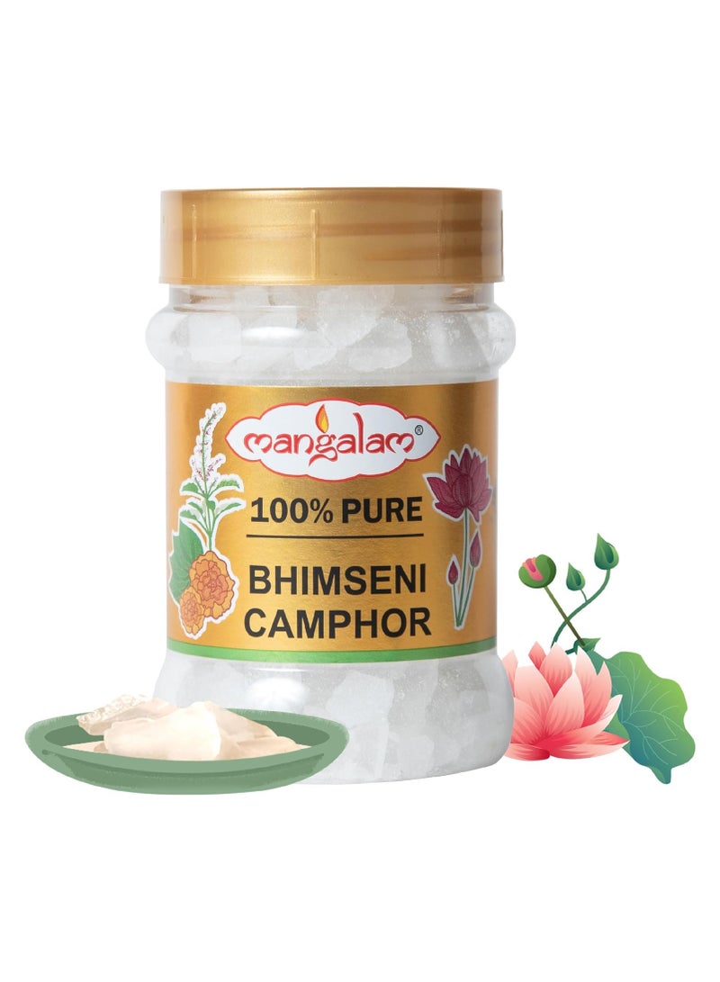 MANGALAM Bhimseni (Original) Camphor 100g Jar - Pack Of 1 | 100% Pure | For Puja, Aromatherapy & Air Freshener | Sweet Fragrance - Image 1