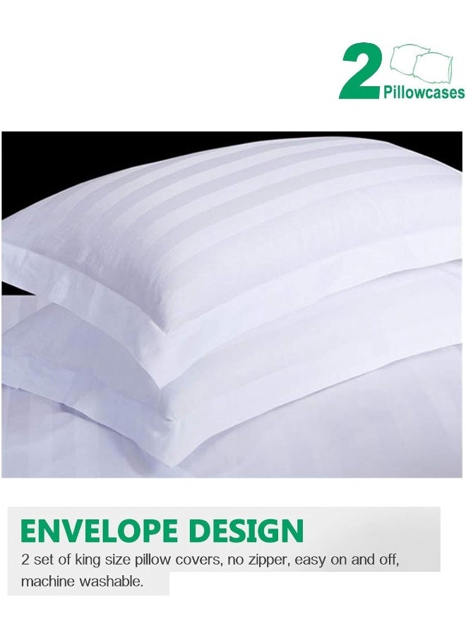 CUSTOMER DELIGHT 100% Egyptian Cotton Sheets King Size – Hotel Luxury Sheets - White Striped King Bed Sheet – 4 Piece Bedding Set - Extra Deep Pocket Fits Upto 17”  - Image 5