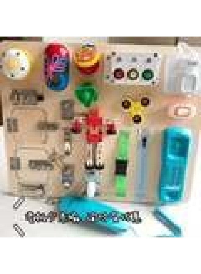 Children's Hexahedral Multifunctional Montessori Busy Board Early Childhood Indoor Fun Training Organization Unlock Educational Toys-Color:FH-robot Busy Board  - Image 1