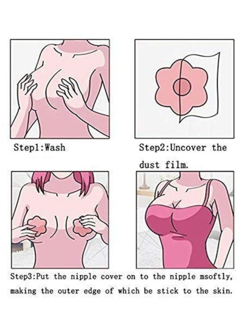 Glamroot Women's Reusable Adhesive Stick on Bra Pad Petals Nipple Cover/Stickers/Pasties With Box -3 Pairs - Image 5