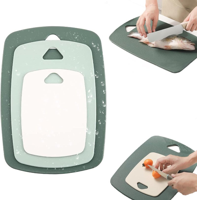 NAIDEV Kitchen Plastic Cutting Board Set of 3 Chopping Board Set for Vegetable and Fruit Food Cooking Mint with Easy Grip Handle and Nonslip Handle Border and Matte Surface - Image 3