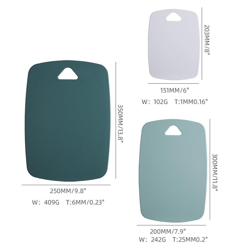 NAIDEV Kitchen Plastic Cutting Board Set of 3 Chopping Board Set for Vegetable and Fruit Food Cooking Mint with Easy Grip Handle and Nonslip Handle Border and Matte Surface - Image 2