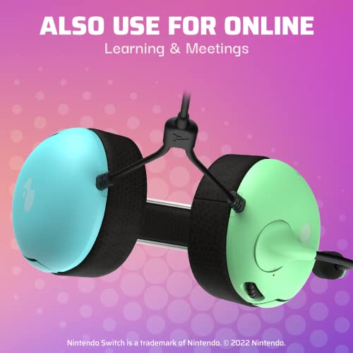 PDP Gaming LVL40 Stereo Headset with Mic for Nintendo Switch/Switch Lite/OLED - Wired Power Noise Cancelling Microphone, Lightweight, Soft Comfort On Ear Headphones (Animal Crossing Blue & Green) - Image 3