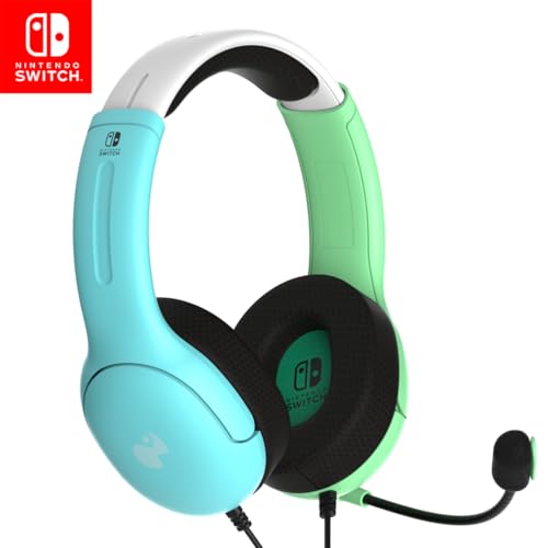 PDP Gaming LVL40 Stereo Headset with Mic for Nintendo Switch/Switch Lite/OLED - Wired Power Noise Cancelling Microphone, Lightweight, Soft Comfort On Ear Headphones (Animal Crossing Blue & Green) - Image 5