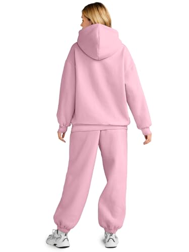 AUTOMET Women 2 Piece Outfits 2025 Plus Size Fall Fashion Airport Travel Pants Lounge Set Leisure Vacation Winter Clothes Sweatsuits PalePink S - Image 3