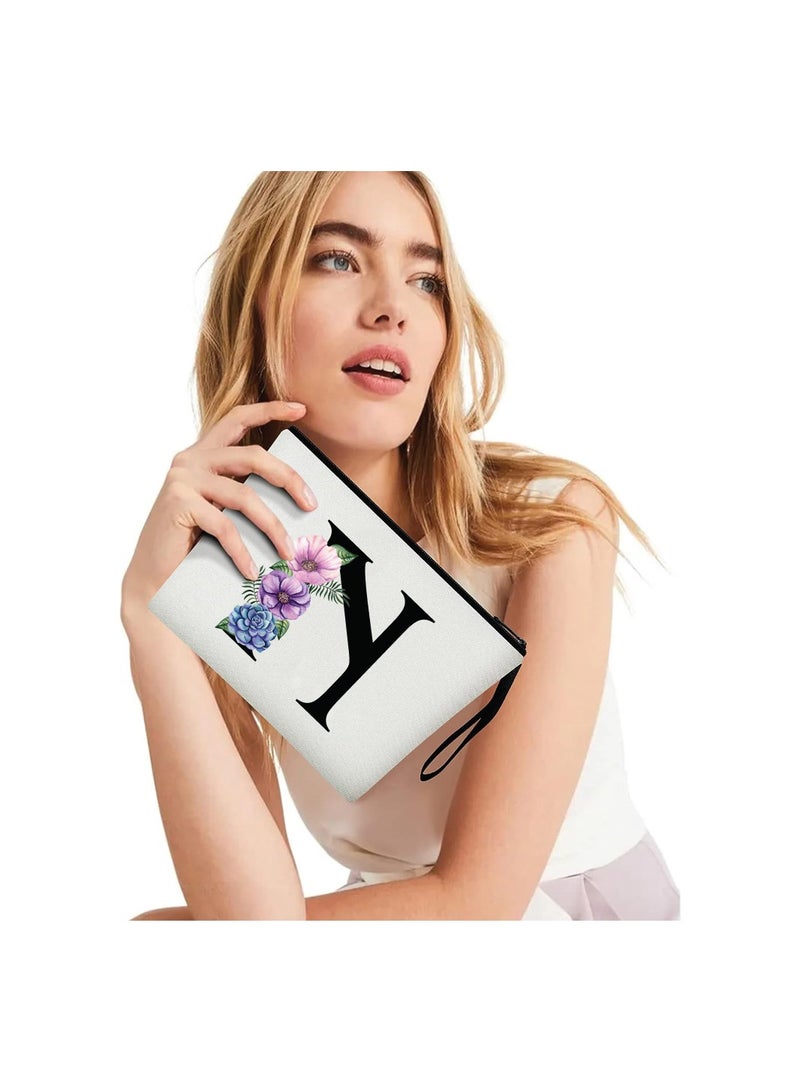 PRINTSHOP4ME Initial Monogram Travel Makeup Bag for Women Unique Birthday Gifts for Mother - Bride Bridesmaid Cosmetic bag - Initial Canvas Makeup Bag Gifts with Zipper (N) - Image 4