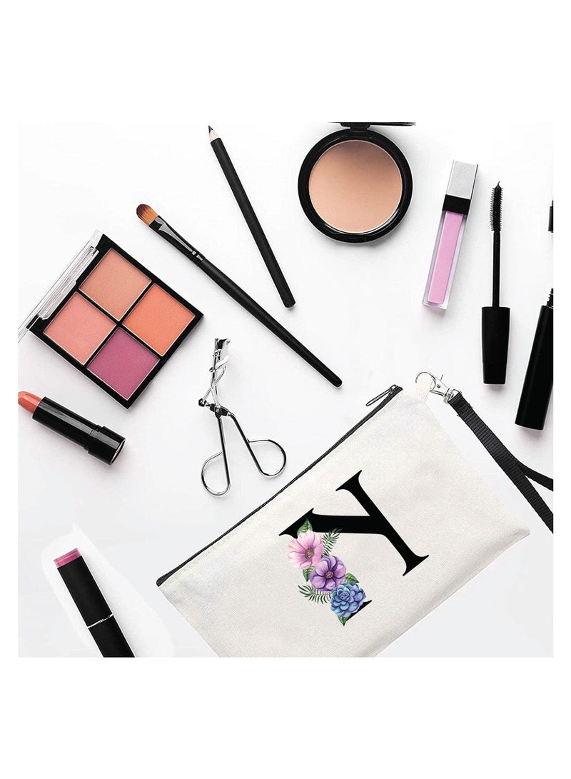 PRINTSHOP4ME Initial Monogram Travel Makeup Bag for Women Unique Birthday Gifts for Mother - Bride Bridesmaid Cosmetic bag - Initial Canvas Makeup Bag Gifts with Zipper (N) - Image 2