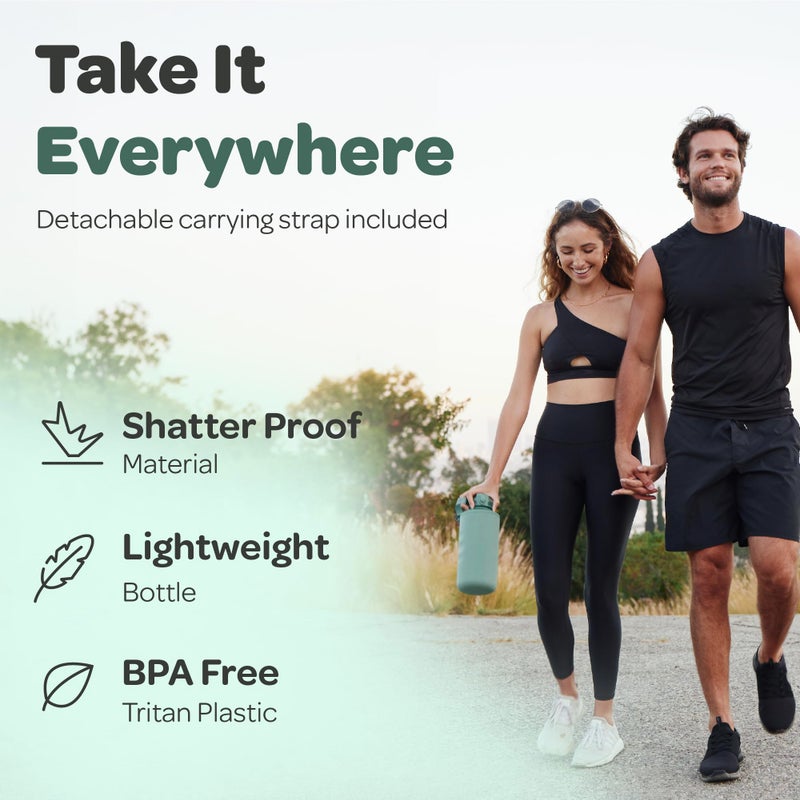 Hydracy Water Bottle with Time Marker -Large Half Gallon 64 oz BPA Free Bottle & No Sweat Sleeve -Leak Proof with Fruit Infuser Strainer & Times to Drink -Ideal for Sports & Outdoors - Image 3