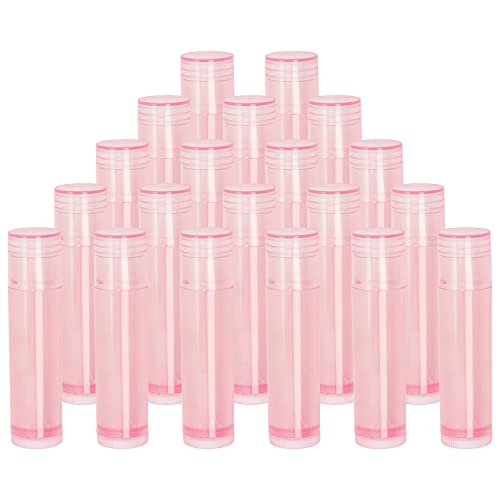 Mini Skater 20Pcs 3/16 Oz (5.5ml) Translucent Lipstick Cosmetic Empty Lip Gloss Lipstick Balm Tube With Caps Container Bottle For Lady Women Makeup Tool (Pink) - Image 1