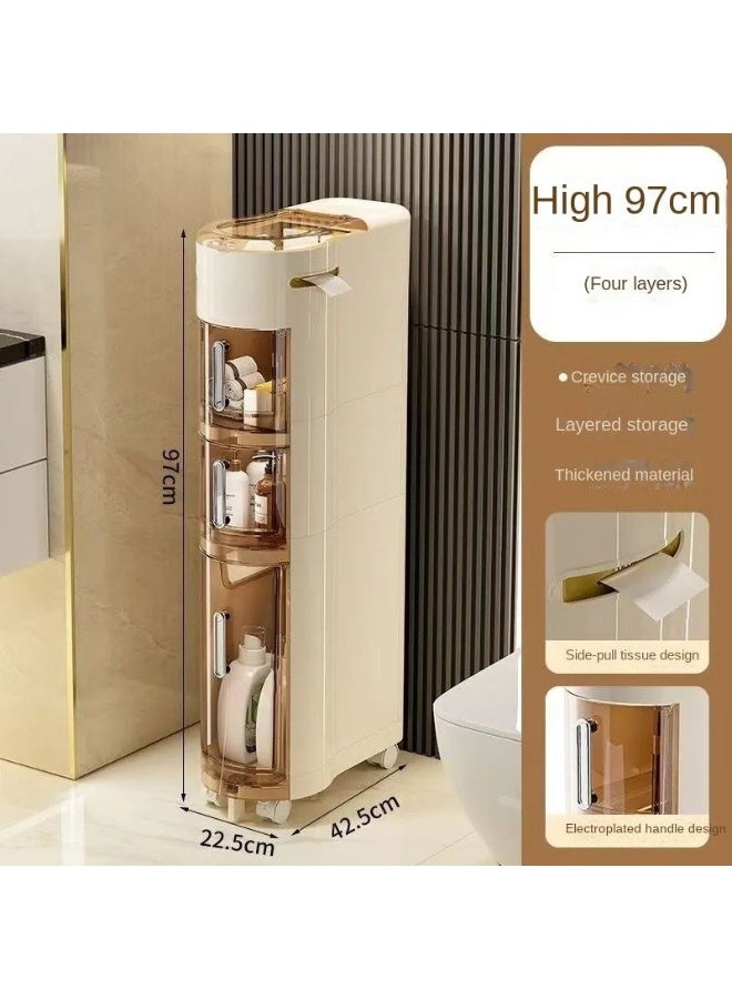 The practical solution for stylishly organizing tight bathroom spaces Slim design fits into any corner 3 spacious tiers for organizing bathroom essentials; easy to move on practical wheels Durable, easy-to-clean material Keeps your items tidy and within easy reach - Image 3